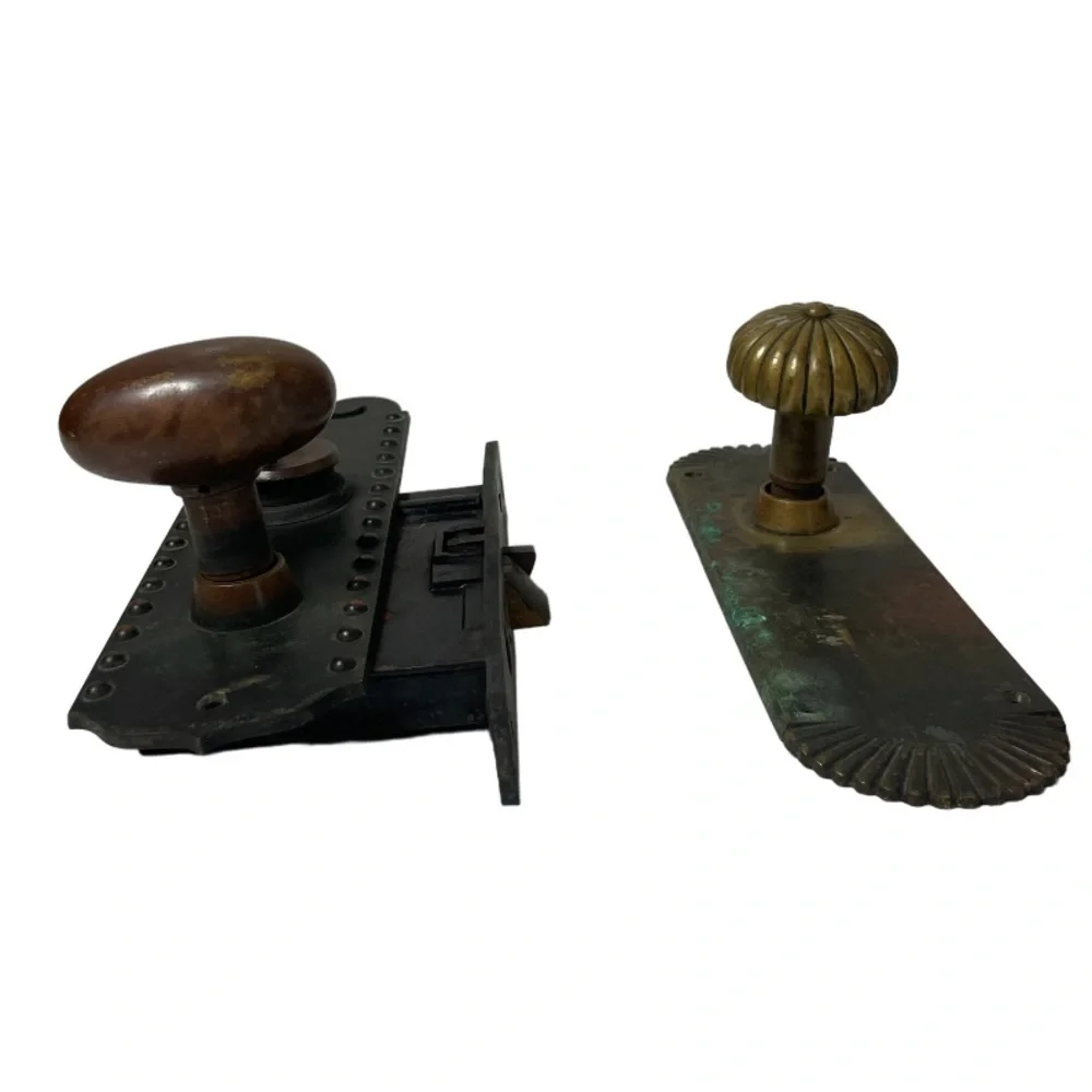 Vintage Door Knob Set Ornate Scrolled Brass Metal Frame Vintage Antique Hardware
